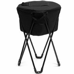 Portable Folding Tub Ice Cooler with Stand & Travel Bag