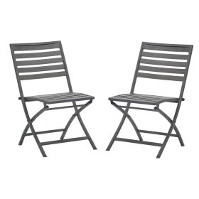 Modern outdoor plastic wood folding table and chair,Garden Furniture 3PCS (Two Chairs)
