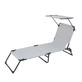 Outdoor Folding Lounge Chair Gray (With Head Canopy)