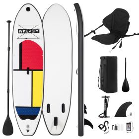 inflatable paddle board 10' including isup paddle, paddleboard backpack, pump, leash,kayak seat, camera mount