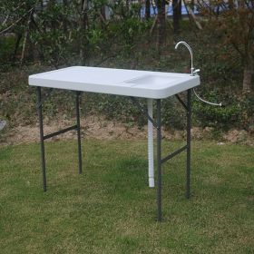 Folding Portable Cutting Table with Sink Faucet